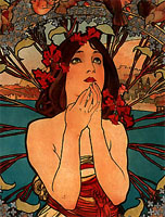 detail from an Alphonse Mucha poster